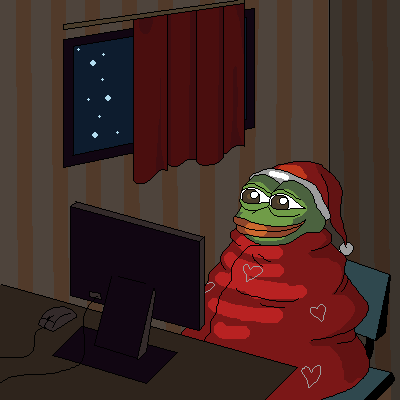 a comfy pepe enjoying the glow of their screen